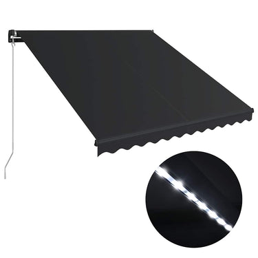 Vidaxl luifel handmatig uittrekbaar met led 300x250 cm antraciet