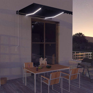 Vidaxl luifel handmatig uittrekbaar met led 300x250 cm antraciet