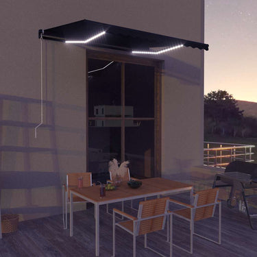 Vidaxl luifel handmatig uittrekbaar met led 350x250 cm antraciet