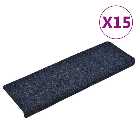 Vidaxl trapmatten zelfklevend 15 stuks 65x21x4 cm blauw rechthoekige rand