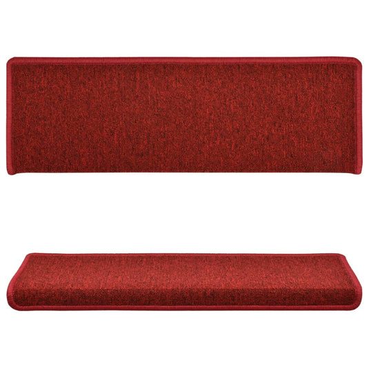 Vidaxl trapmatten 15 st 65x21x4 cm röd rechthoekige rand