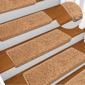 Vidaxl trapmatten 15 st 65x21x4 cm beige rechthoekige rand