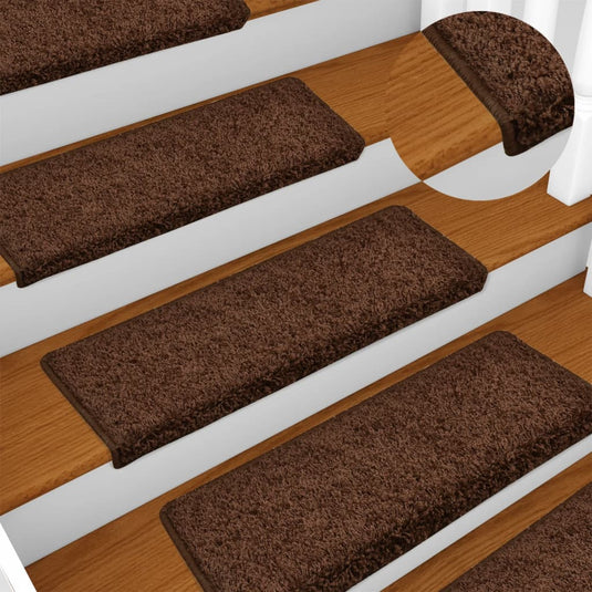 Vidaxl trapmatten 15 st 65x21x4 cm bruin rechthoekige rand