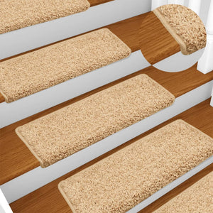 Vidaxl trapmatten 15 st 65x21x4 cm crème met rechthoekige rand