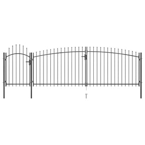VidaXL Poort met speren bovenkant 5x2 m zwart