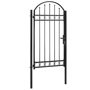 Vidaxl poort met gebogen bovenkant 100x250 cm staal zwart