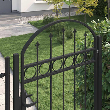 Vidaxl poort met gebogen bovenkant 100x250 cm staal zwart