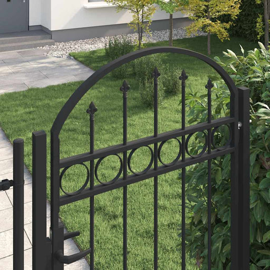 Vidaxl poort met gebogen bovenkant 100x250 cm staal zwart