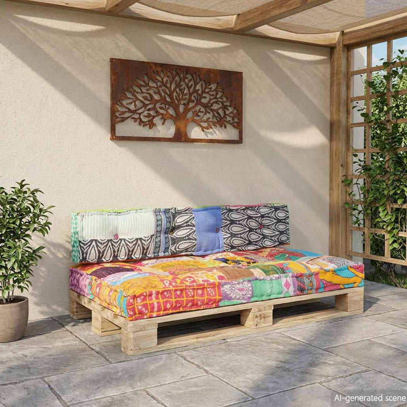 Afbeelding laden in galerijviewer, Vidaxl bankkussen pallet stof patchwork meerkleurig
