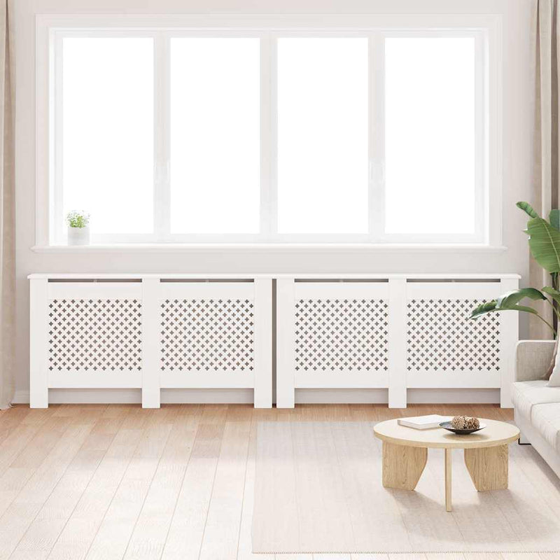 Load image into Gallery viewer, Vidaxl radiatorombouwen 2 st 152x19x81,5 cm mdf wit
