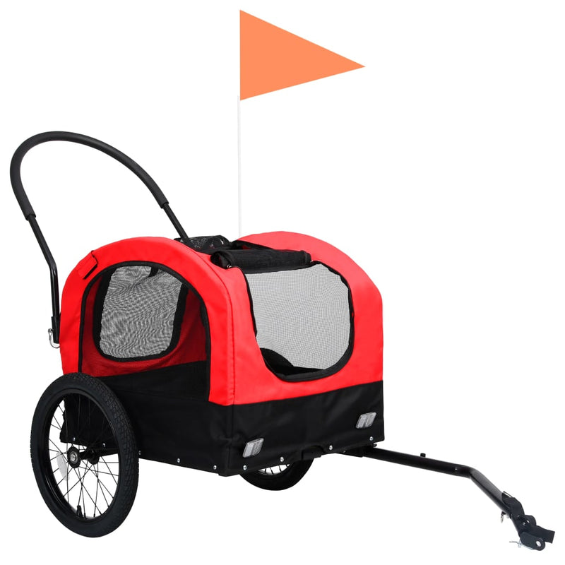 Load image into Gallery viewer, VidaXL Fietstrailer en kinderwagen 2-in-1 rood en zwart
