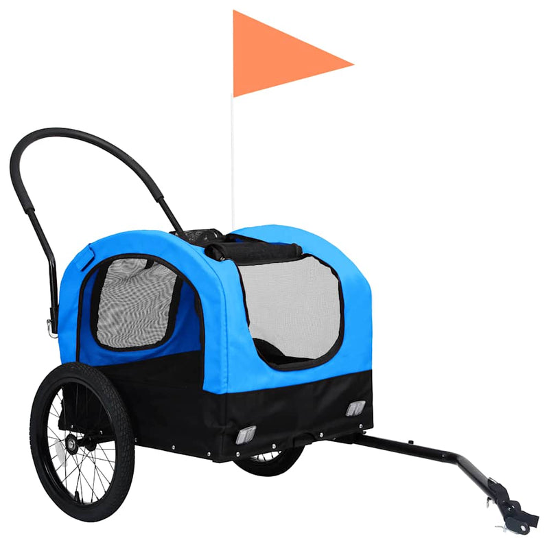 Chargez l'image dans la visionneuse de la galerie, Vidaxl fietstrailer en hondenwagen 2-in-1 blauw en zwart
