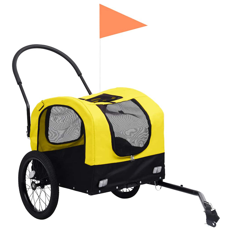 Afbeelding laden in galerijviewer, Vidaxl fietstrailer en hondenwagen 2-in-1 geel en zwart
