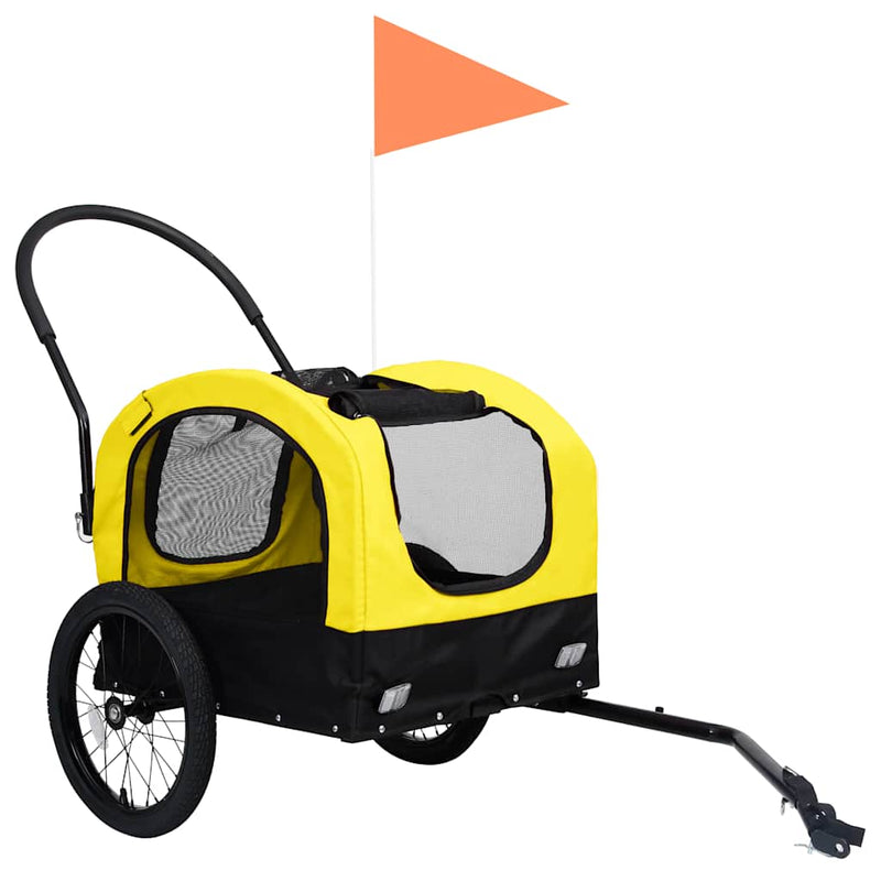 Afbeelding laden in galerijviewer, Vidaxl fietstrailer en hondenwagen 2-in-1 geel en zwart
