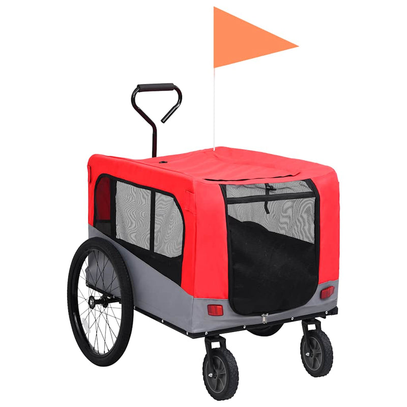 Load image into Gallery viewer, Vidaxl fietstrailer en hondenwagen 2-in-1 rood en grijs
