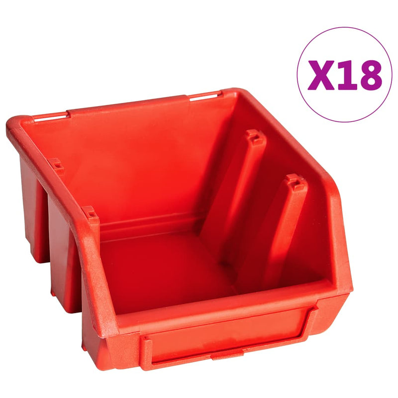 Load image into Gallery viewer, Vidaxl 32-delige opslagbakkenset met wandpanelen rood en zwart
