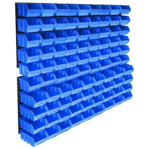 Vidaxl 96-delige opslagbakkenset met wandpanelen blauw