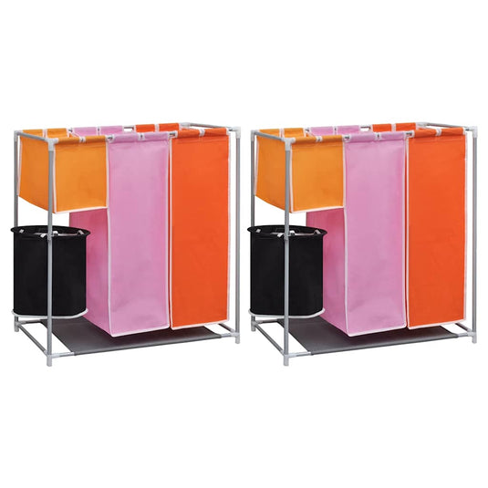 Vidaxl 3-delige wassorteerders 2 st met wasmand