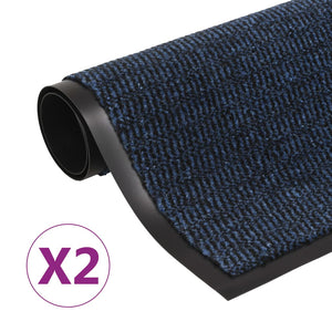 Vidaxl droogloopmatten 2 st rechthoekig getuft 80x120 cm blauw