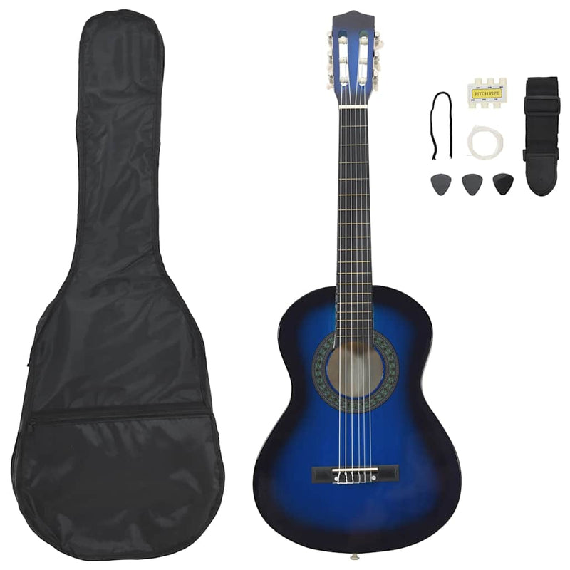 Load image into Gallery viewer, Vidaxl 8-delige gitaarset klassiek beginner 1 2 34 blauw
