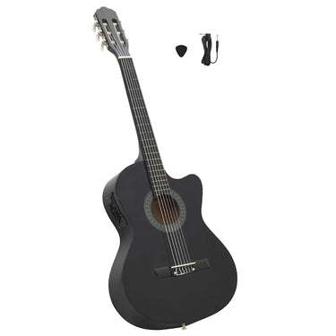 Vidaxl gitaar cutaway met equalizer 6 snaren western klassiek zwart