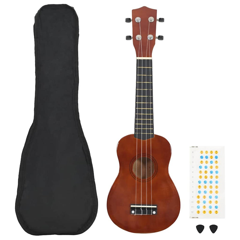 Load image into Gallery viewer, Vidaxl ukuleleset met tas voor kinderen sopraan 21'' donkerhoutkleurig
