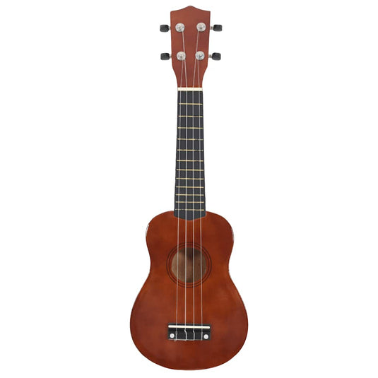 Vidaxl ukuleleset met tas voor kinderen sopraan 21'' donkerhoutkleurig