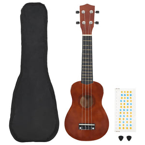 Vidaxl ukuleleset met tas voor kinderen sopraan 23'' donkerhoutkleurig