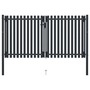 VidaXL Poort dubbel 306x200 cm staal antraciet