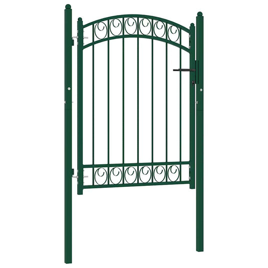 Vidaxl poort met gebogen bovenkant 100x125 cm staal groen