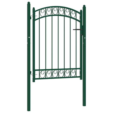 Vidaxl poort met gebogen bovenkant 100x125 cm staal groen