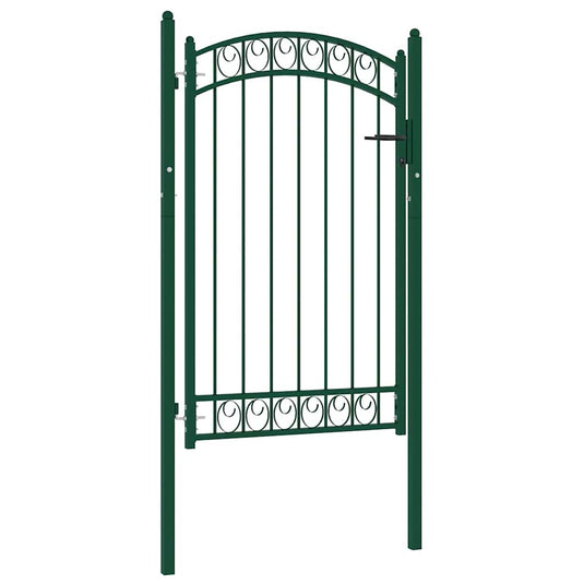Vidaxl poort met gebogen bovenkant 100x150 cm staal groen