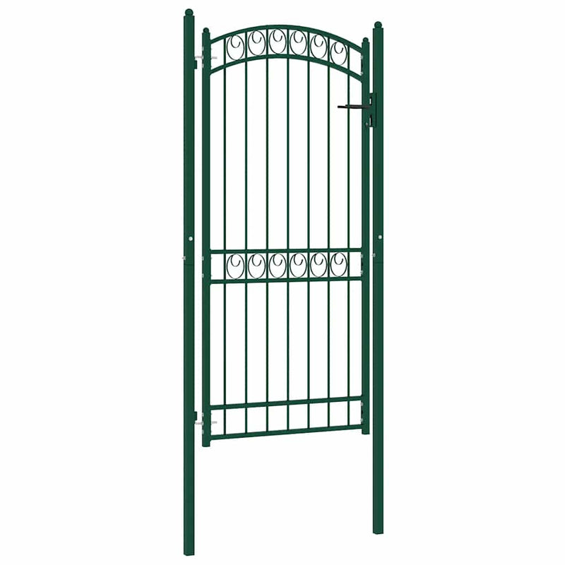 ギャラリービューアに画像をロードする, Vidaxl poort met gebogen bovenkant 102x136 cm staal groen
