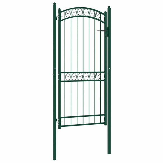 Vidaxl poort met gebogen bovenkant 102x136 cm staal groen