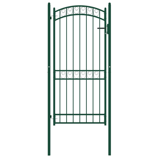 Vidaxl poort met gebogen bovenkant 100x200 cm staal groen