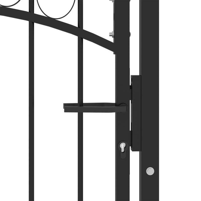 Load image into Gallery viewer, Vidaxl poort met gebogen bovenkant 100x150 cm staal zwart
