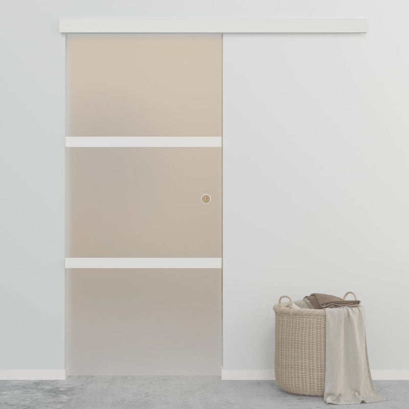 Load image into Gallery viewer, VidaXL Schuifdeur 90x205 cm ESG-glas en aluminium zilverkleurig
