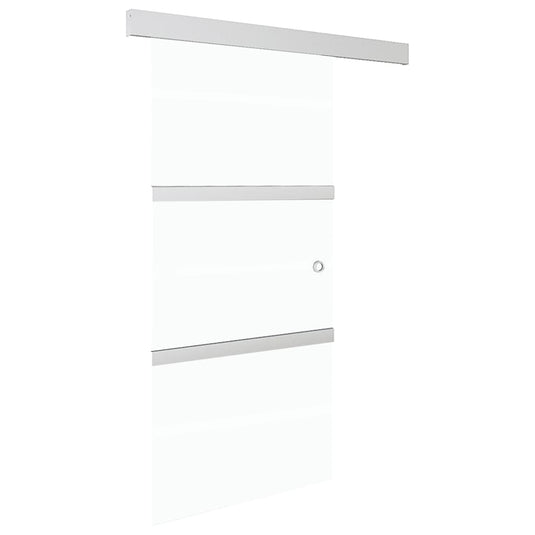 VidaXL Schuifdeur 102,5x205 cm ESG-glas en aluminium zilverkleurig