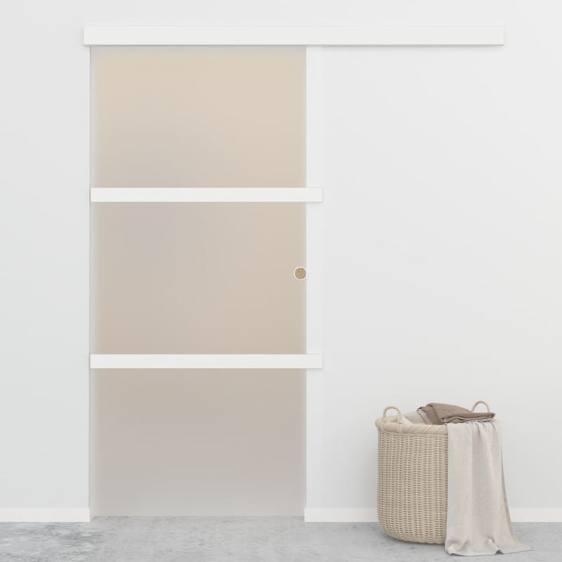 Load image into Gallery viewer, VidaXL Schuifdeur 102,5x205 cm ESG-glas en aluminium zilverkleurig
