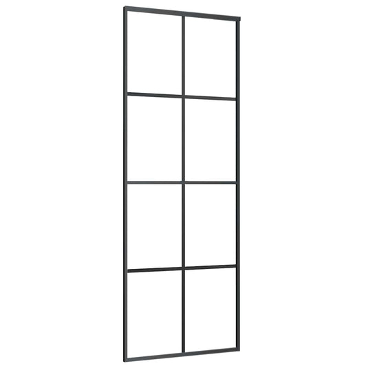 Vidaxl schuifdeur 76x205 cm aluminium en esg-glas zwart