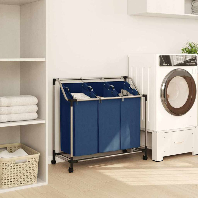Load image into Gallery viewer, Vidaxl wassorteerder met 3 zakken staal blauw
