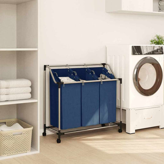 Vidaxl wassorteerder met 3 zakken staal blauw