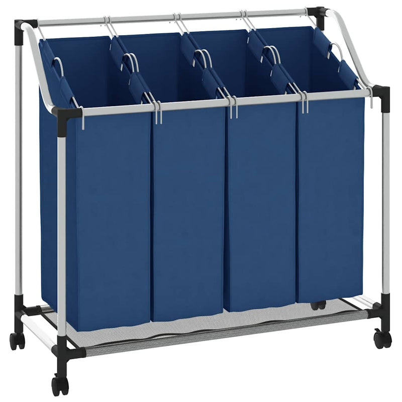 Load image into Gallery viewer, Vidaxl wassorteerder met 4 zakken staal blauw
