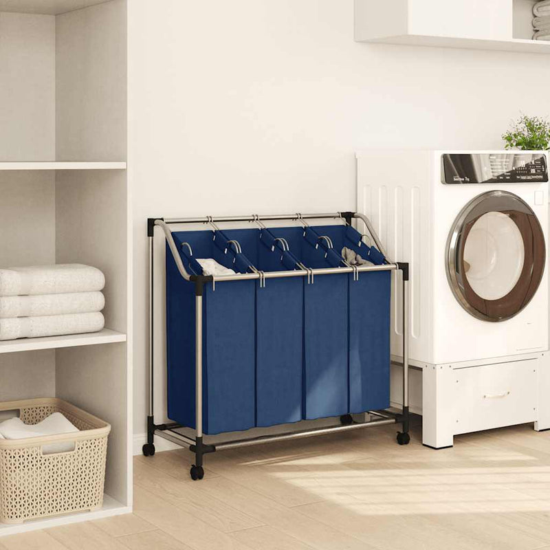 Load image into Gallery viewer, Vidaxl wassorteerder met 4 zakken staal blauw
