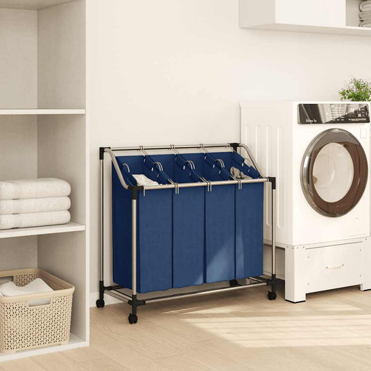 Vidaxl wassorteerder met 4 zakken staal blauw
