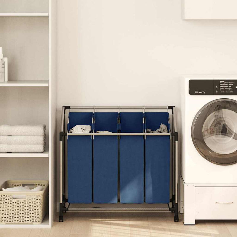 Load image into Gallery viewer, Vidaxl wassorteerder met 4 zakken staal blauw
