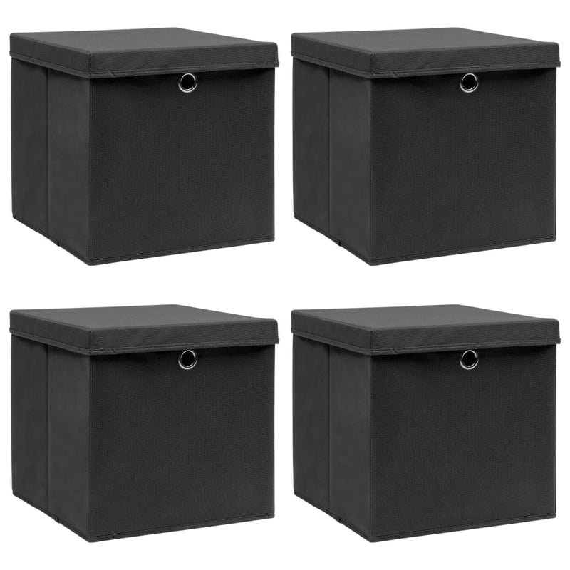 Load image into Gallery viewer, Vidaxl opbergboxen met deksel 4 st 32x32x32 cm stof zwart
