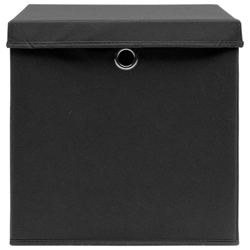 Laden Sie das Bild in Galerie -Viewer, Vidaxl opbergboxen met deksel 10 st 32x32x32 cm stof zwart
