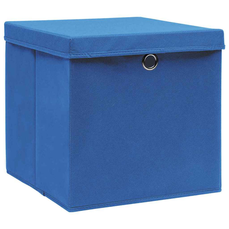 Chargez l'image dans la visionneuse de la galerie, Vidaxl opbergboxen met deksel 4 st 32x32x32 cm stof blauw
