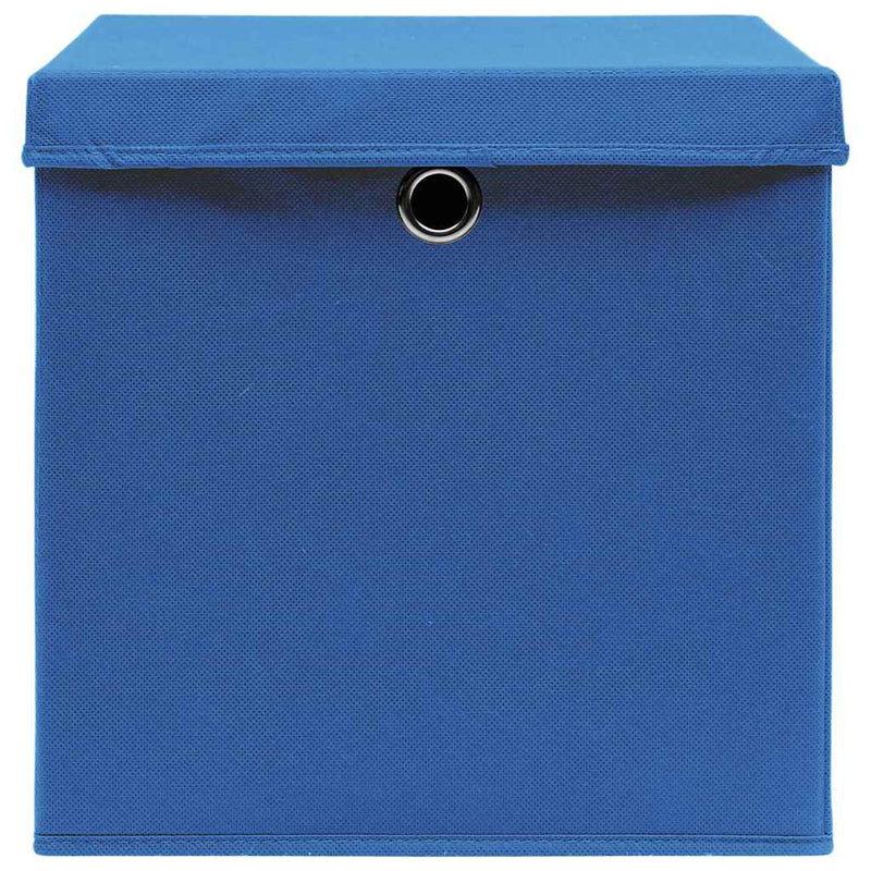 Chargez l'image dans la visionneuse de la galerie, Vidaxl opbergboxen met deksel 4 st 32x32x32 cm stof blauw
